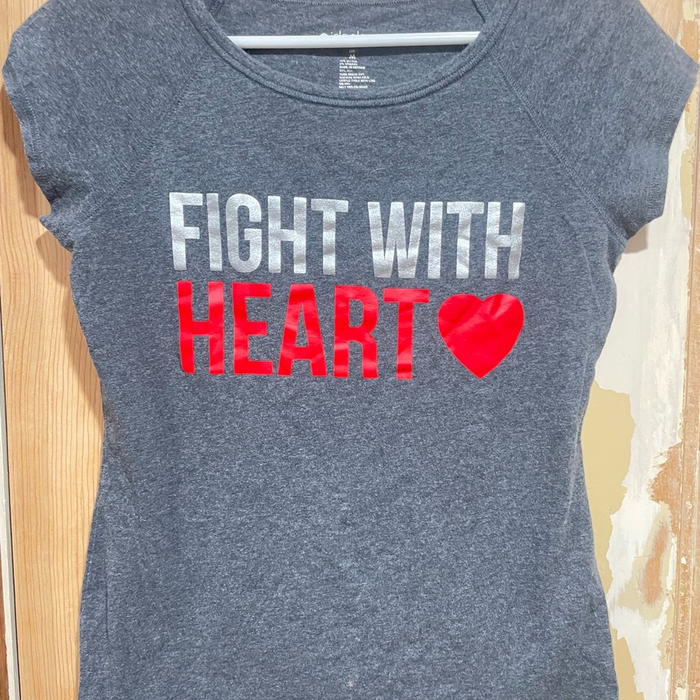 Gray Women’s Shirt with Red and White Print